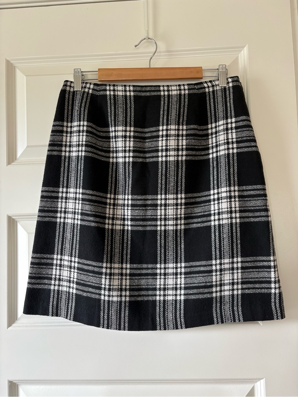 Black & White Plaid A-Line Skirt - Classic Windowpane